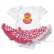 Easter White Baby Bodysuit Hot Pink White Chevron Pettiskirt & Chick Egg Print JS4382